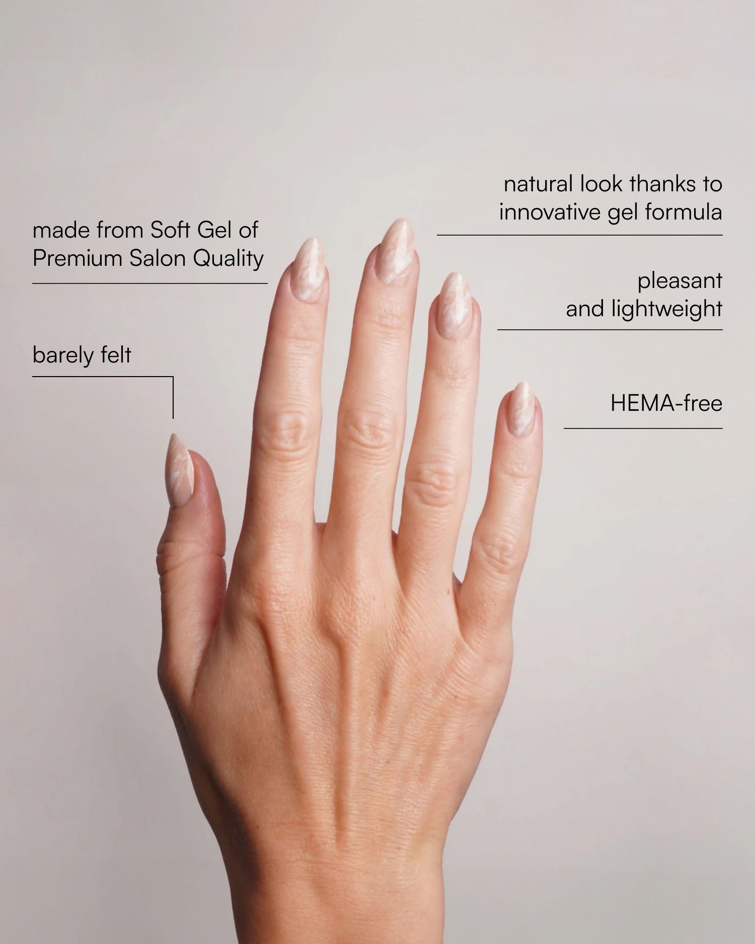 Nude Marble Short Almond Soft Gel Press Ons