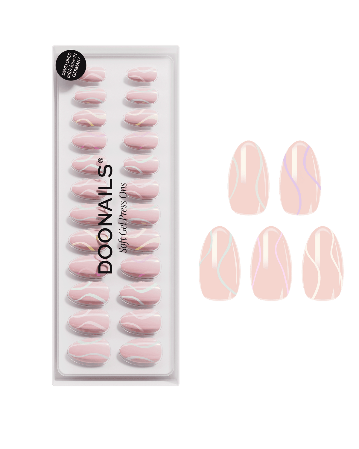 Pastel Swirl Short Almond Soft Gel Press Ons