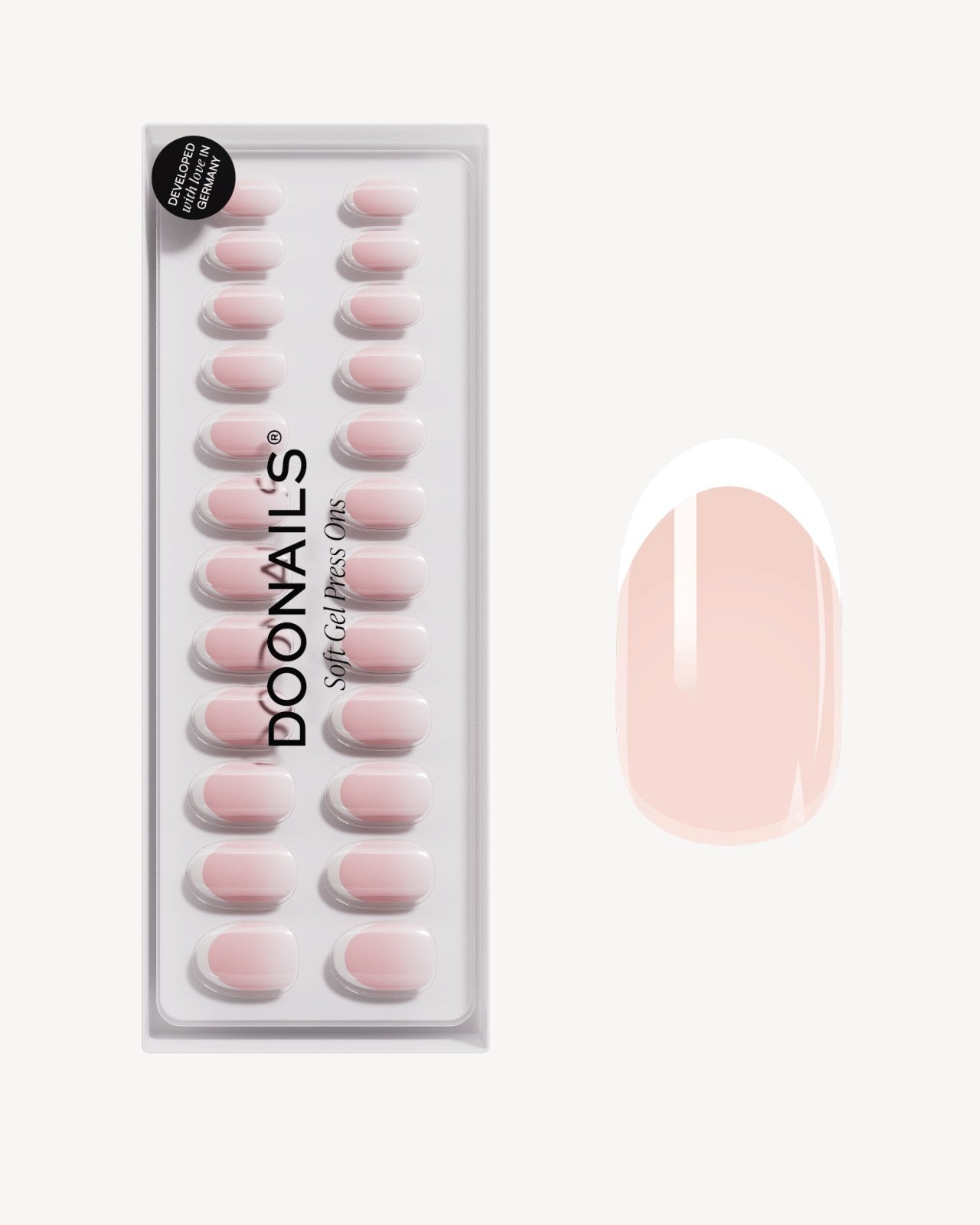 Classic French Medium Round Soft Gel Press Ons - Doonails US