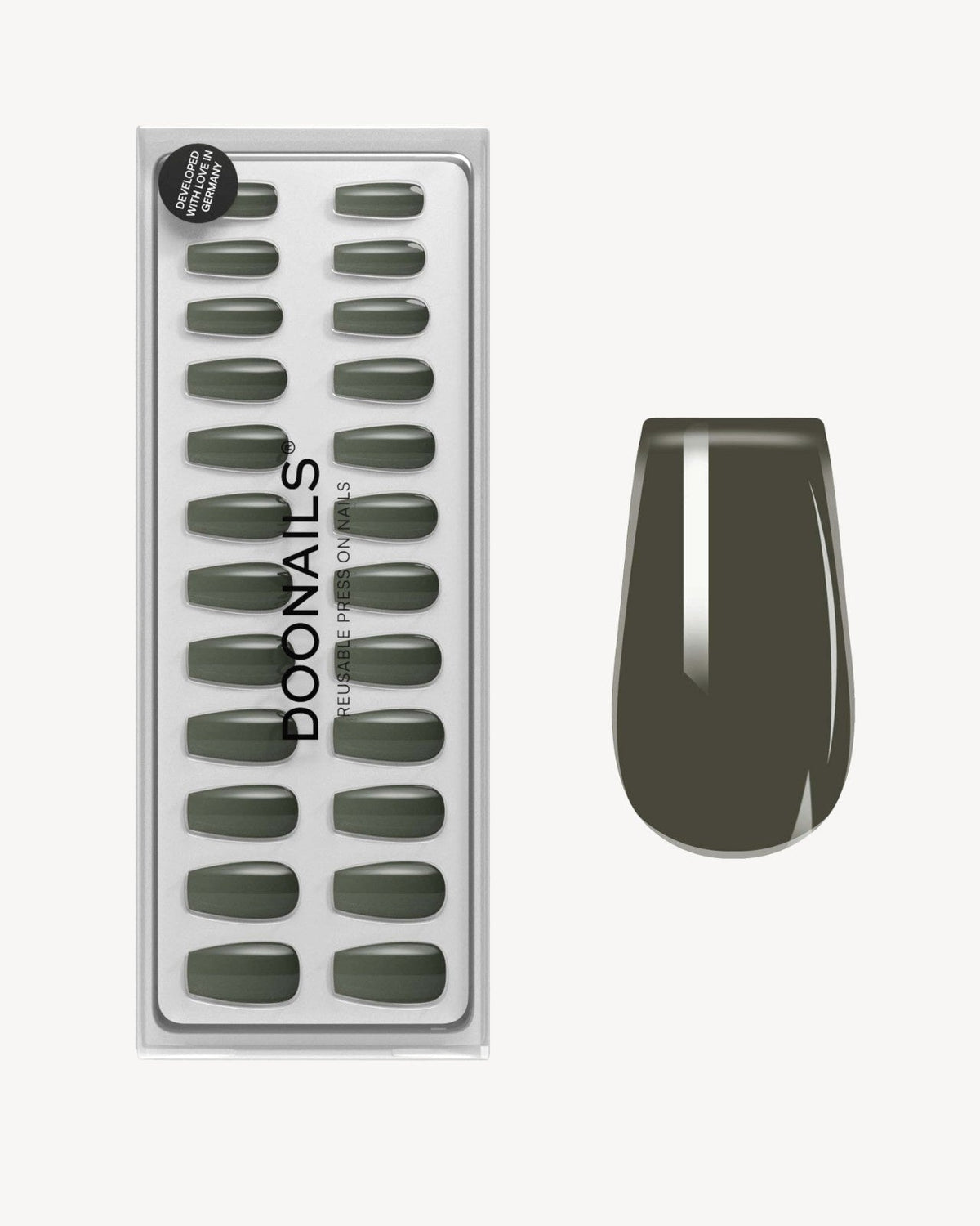Khaki Short Coffin Soft Gel Press Ons - Doonails US