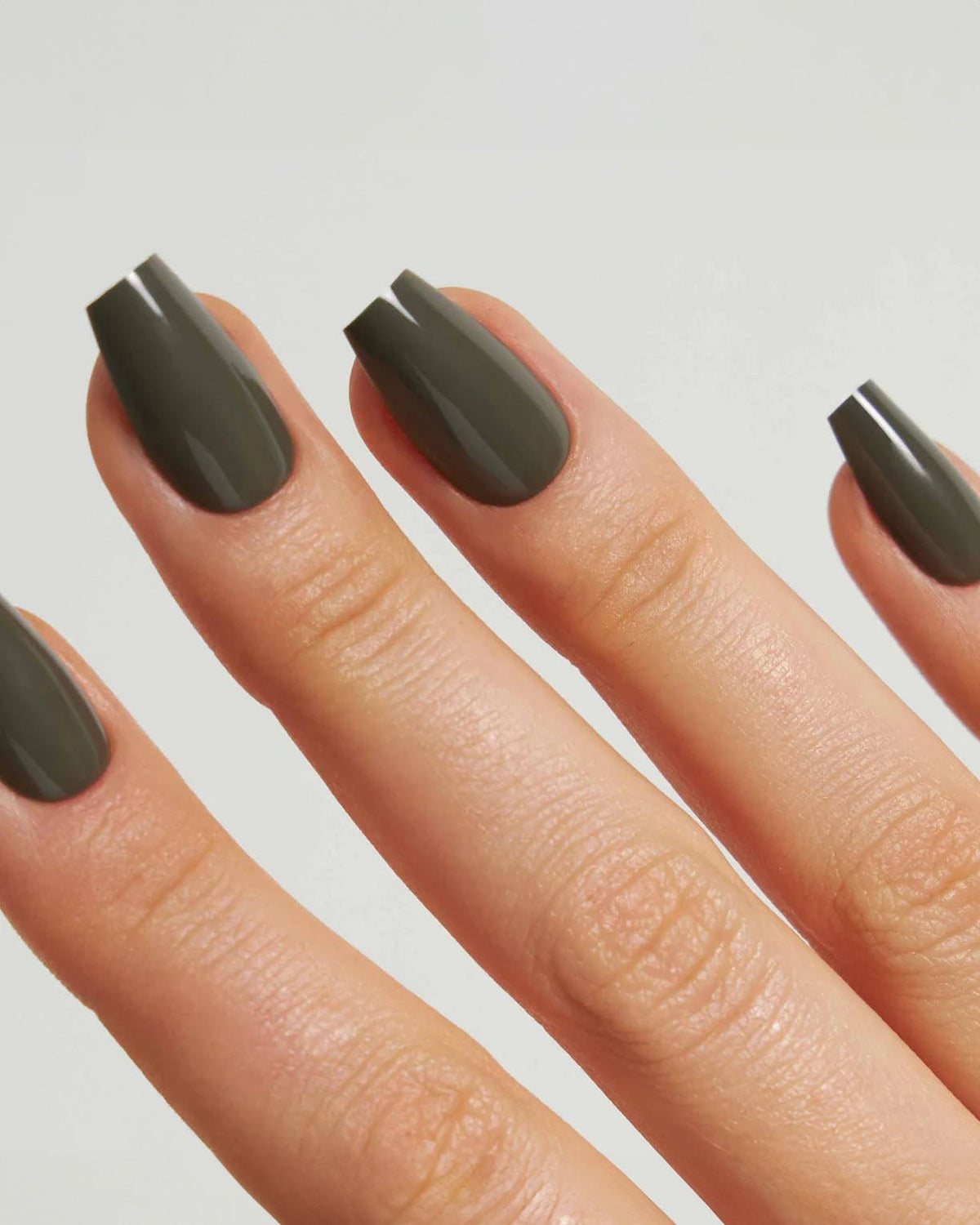 Khaki Short Coffin Soft Gel Press Ons - Doonails US