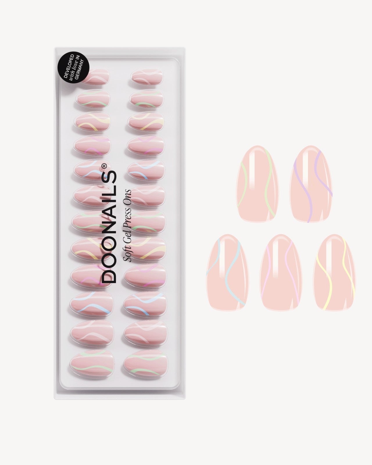 Pastel Swirl Short Almond Soft Gel Press Ons